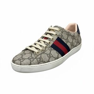 Gucci Ace GG Supreme Women’s Sneakers with Navy & Red Stripe